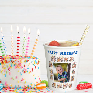 Aangepaste Foto Partij Dieren Thema Kids Verjaarda Papieren Bekers