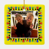 Aangepaste foto-partijlichten op geel dubbelzijdig keramisch ornament (Achterkant)