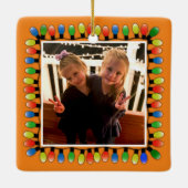 Aangepaste foto-partijlichten op Oranje dubbelzijd Keramisch Ornament (Achterkant)