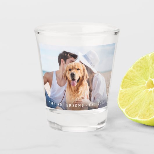 Aangepaste foto-Pas getrouwd Naam Datum bruiloft S Shot Glas (Voorkant)