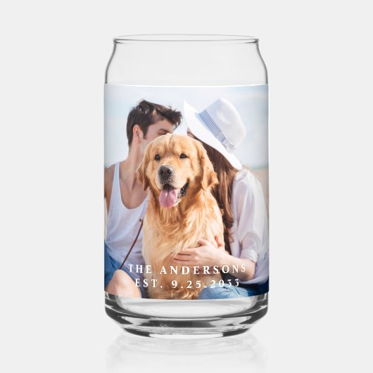 Aangepaste foto Pas getrouwd naam datum moderne br Blikvorm Glas (Achterkant)