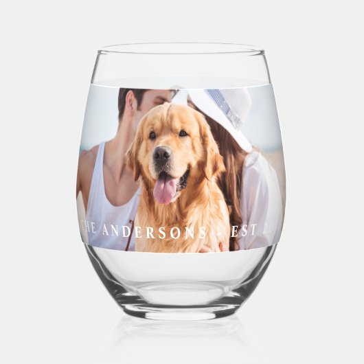 Aangepaste foto Pas getrouwd naam datum moderne br Wijnglas Zonder Voet (Voorkant)