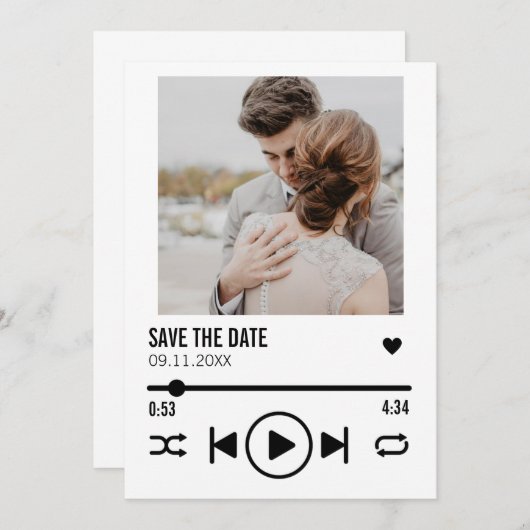 Aangepaste foto Pas getrouwd Opslaan Datum afspeel Aankondiging (Voorkant / Achterkant)