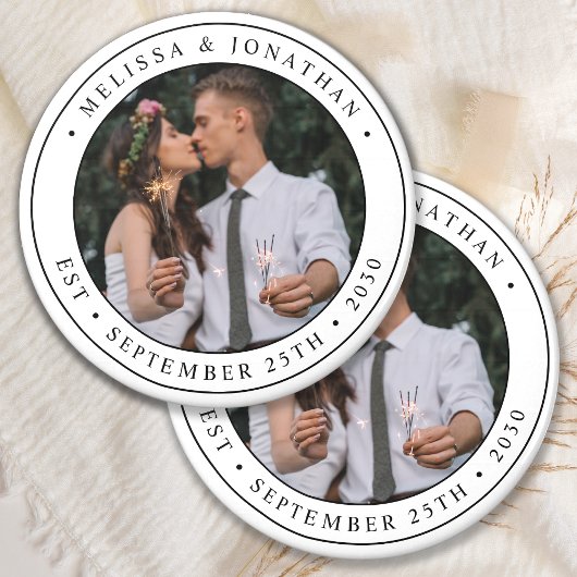 Aangepaste foto-Pas getrouwd Paar naam Oost-datum Magneet