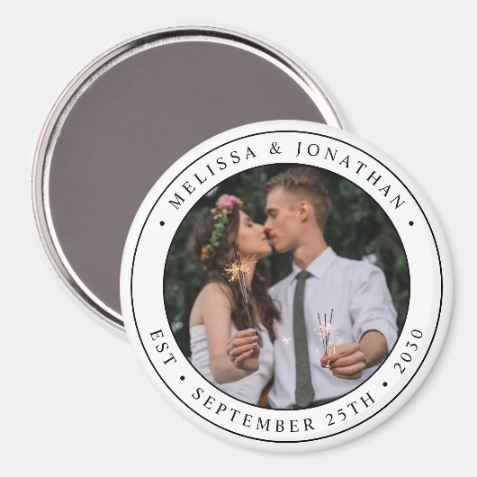 Aangepaste foto-Pas getrouwd Paar naam Oost-datum Magneet (Voorkant / Achterkant)
