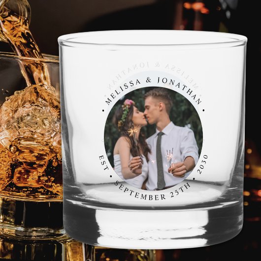 Aangepaste foto-Pas getrouwd Paar naam Oost-datum Whisky Glas