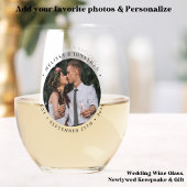 Aangepaste foto-Pas getrouwd Paar naam Oost-datum  Wijnglas Zonder Voet
