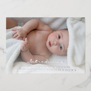 Aangepaste foto pasgeboren eenvoudig cute hello ba folie uitnodiging