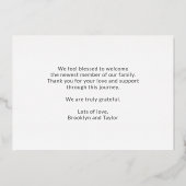 Aangepaste foto pasgeboren eenvoudig cute hello ba folie uitnodiging (Achterkant)