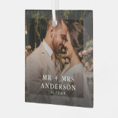 Aangepaste foto pasgetrouwden meneer + mevrouw Ker Glas Ornament (Voorkant links)