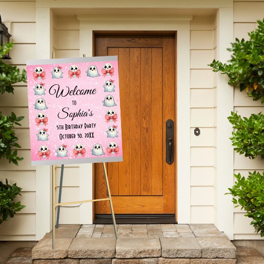 Aangepaste Foto Pastel Ghost Theme Kids Verjaardag Poster