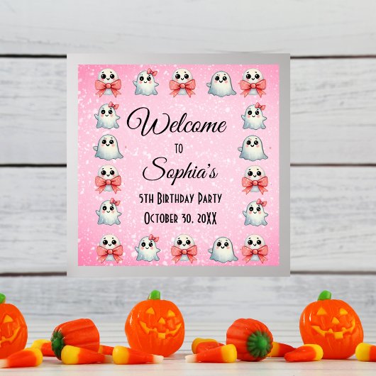 Aangepaste Foto Pastel Ghost Theme Kids Verjaardag Poster
