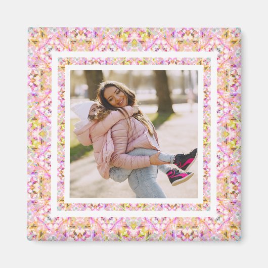 Aangepaste foto Pastel Roze Gelukkig Groen Moederd Magneet (Voorkant)