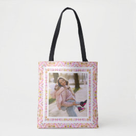 Aangepaste foto Pastel Roze Gelukkig Groen Moederd Tote Bag