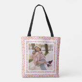 Aangepaste foto Pastel Roze Gelukkig Groen Moederd Tote Bag (Achterkant)