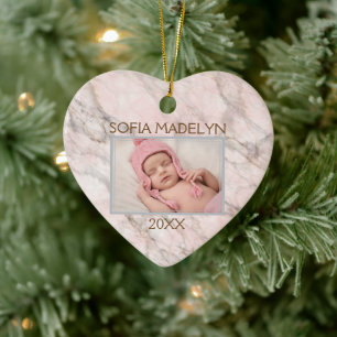 Aangepaste foto pastel roze grijs marmerpatroon 20 keramisch ornament
