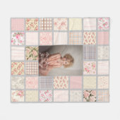 Aangepaste Foto Patchwork Bloemen Granny Fleece Deken (Voorkant (Horizontaal))