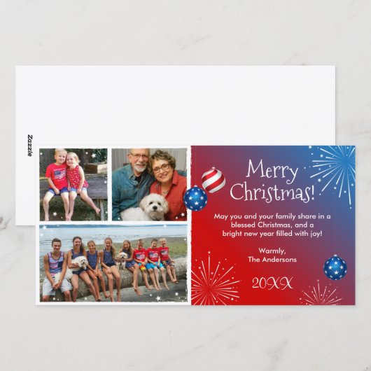 Aangepaste Foto Patriottische Kerst Kaarten (Voorkant / Achterkant)
