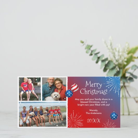 Aangepaste Foto Patriottische Kerst Kaarten (Staand voorkant)