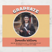 Aangepaste foto Peach Afstuderen Party Drinken Fle Sparkling Wijnetiket (Enkel label)