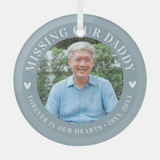 Aangepaste foto Persoonlijke gedenkdag Glas Ornament (Voorkant)