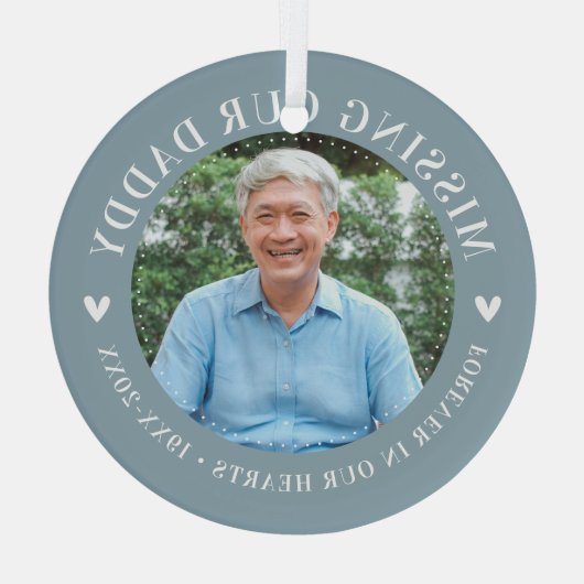 Aangepaste foto Persoonlijke gedenkdag Glas Ornament (Achterkant)