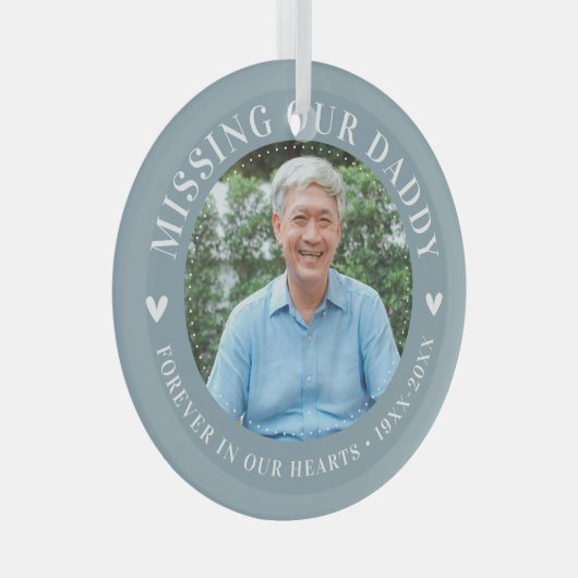 Aangepaste foto Persoonlijke gedenkdag Glas Ornament (Voorkant Rechts)