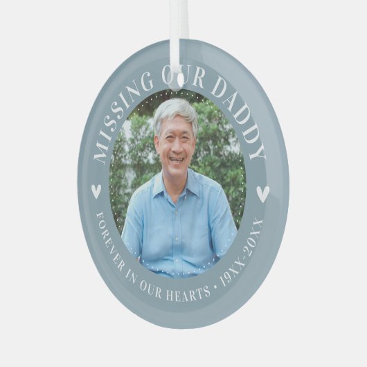 Aangepaste foto Persoonlijke gedenkdag Glas Ornament (Voorkant links)