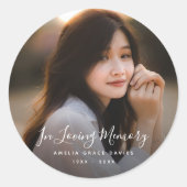 Aangepaste foto Persoonlijke Memorial Tribution Fu Ronde Sticker (Voorkant)