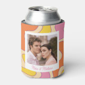 Aangepaste foto persoonlijke trouwdag retro groovy blikjeskoeler (Blikje Voorkant)