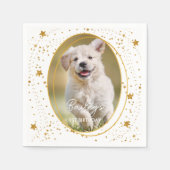 Aangepaste foto Pet Dog Birthday Gold Glitter Star Servet (Voorkant)