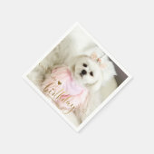 Aangepaste foto Pet Dog Birthday Typografie Gold Servet (Hoek)