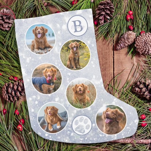 Aangepaste foto Pet Dog Silver Kleine Kerstsok