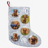 Aangepaste foto Pet Dog Silver Kleine Kerstsok (Voorkant)