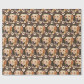 Aangepaste foto Pet Photo Pattern Dog Cadeaupapier (Vlak)