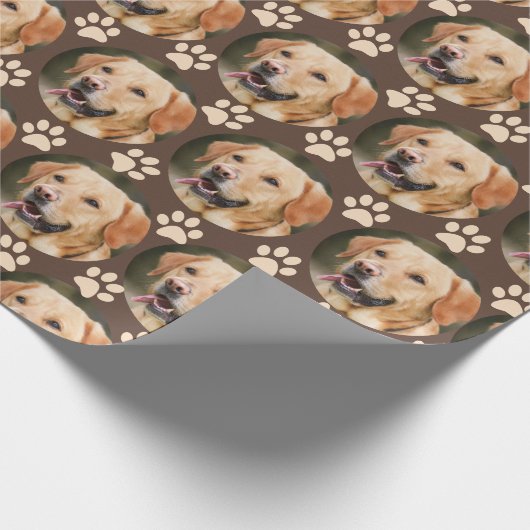 Aangepaste foto Pet Photo Pattern Dog Cadeaupapier (Hoek)