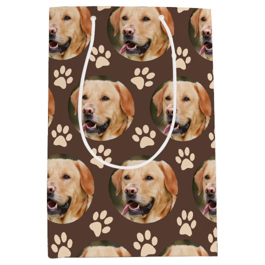 Aangepaste foto Pet Photo Pattern Dog Medium Cadeauzakje (Voorkant)