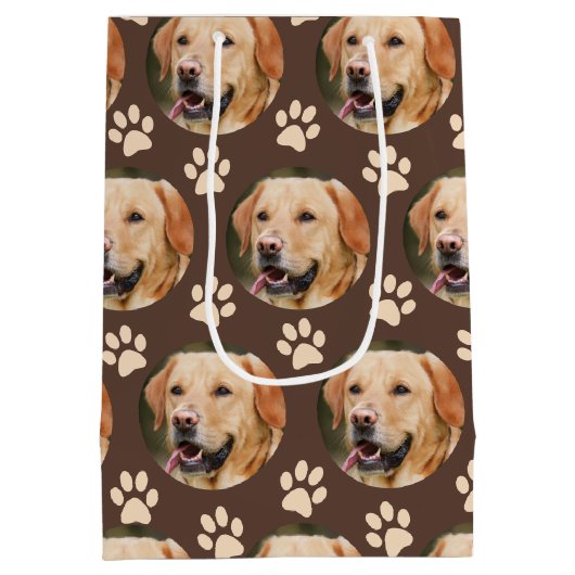 Aangepaste foto Pet Photo Pattern Dog Medium Cadeauzakje (Achterkant)