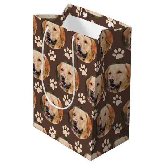 Aangepaste foto Pet Photo Pattern Dog Medium Cadeauzakje (Achterkant Gekanteld)