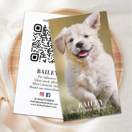 Aangepaste foto Pet Puppy Dog Social Media QR Code Visitekaartje