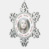 Aangepaste foto Pewter Snowflake Ornament (Rechts)