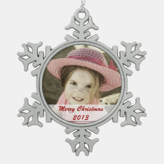 Aangepaste foto-pewter-snowflake-versieringen tin sneeuwvlok ornament