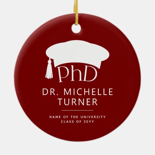 Aangepaste foto PhD doctoraat afstuderen Keramisch Ornament (Achterkant)