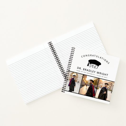 Aangepaste foto PhD hoed doctoraat afstuderen Notitieboek (Binnen)