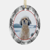 Aangepaste foto Pine Sprig Evergreen krans Keramisch Ornament (Rechts)