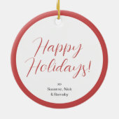 Aangepaste foto Pine Sprig Evergreen krans Keramisch Ornament (Achterkant)