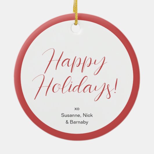 Aangepaste foto Pine Sprig Evergreen krans Keramisch Ornament (Achterkant)