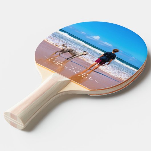 Aangepaste foto Ping Pong Paddle met tekst Tafeltennisbatje (Voorkant Gekanteld)