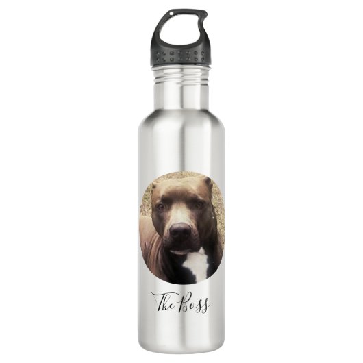 Aangepaste foto Pit Bull Dog Waterfles (Voorkant)