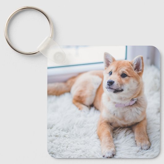 Aangepaste foto-plaatsnaam Cute Custom Photo Pet D Sleutelhanger (Voorkant)